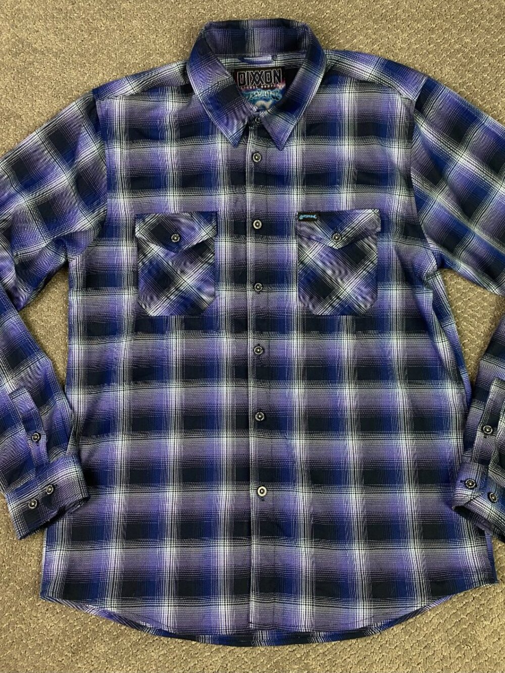 Dixxon Flannel Company The Offspring Shirt Mens LT Blue Purple Black Large Tall